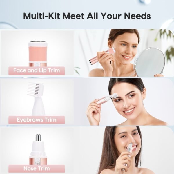 Women Electric Shaver Rechargeable Razor for Women 4 in 1 Waterproof Painless Epilator - Image 3